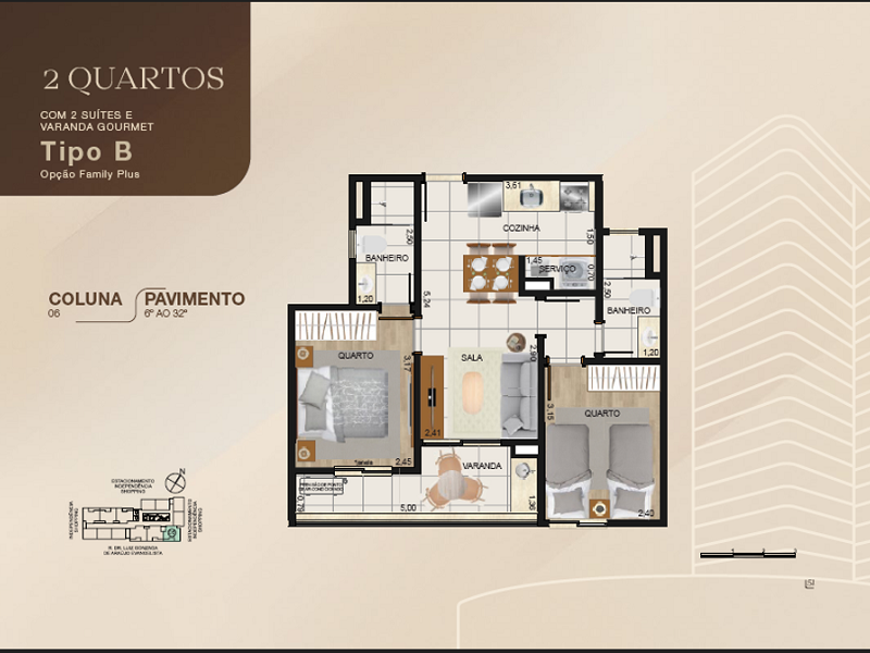 2 SUITES TIPO B VARANDA 4